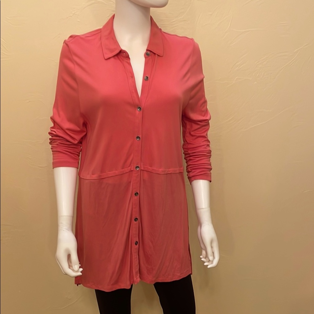 J Jill Women's Dusty Pink Button-Up Tunic - P1